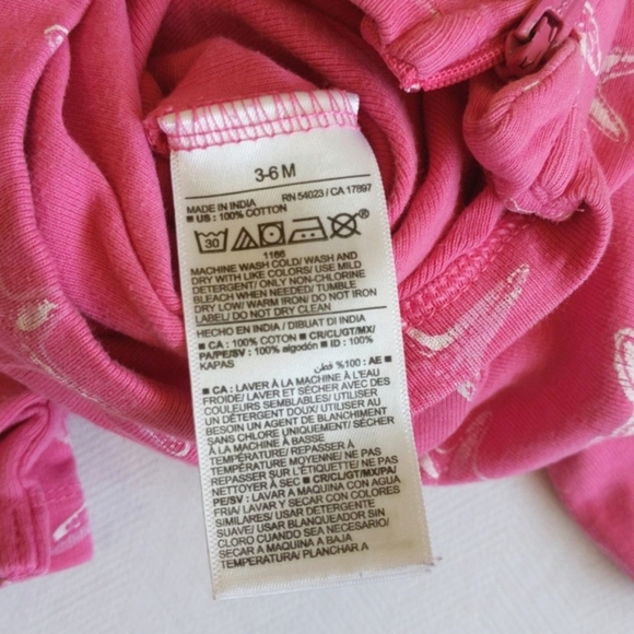old navy pink starfish cotton zipper footie sleeper pajamas 3-6 months baby girl - Picture 5 of 6